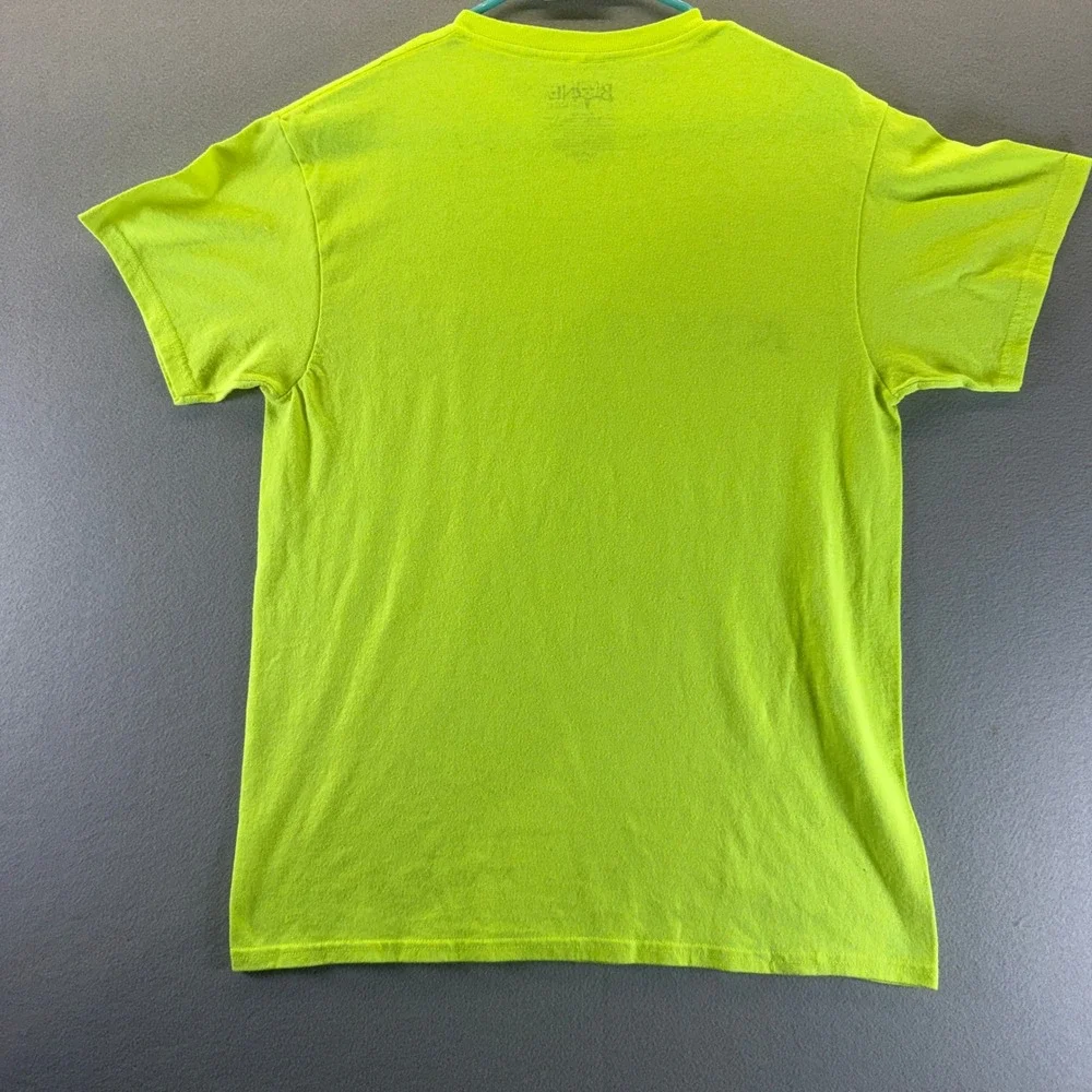 Bone Collector Fishing Shirt Mens Medium Neon Yellow Green Skeleton Fish Graphic